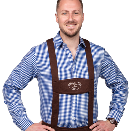 Vit Blå Blus Herr Långärmad Rutig