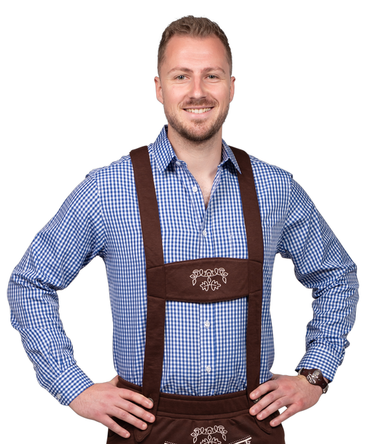 Vit Blå Blus Herr Långärmad Rutig