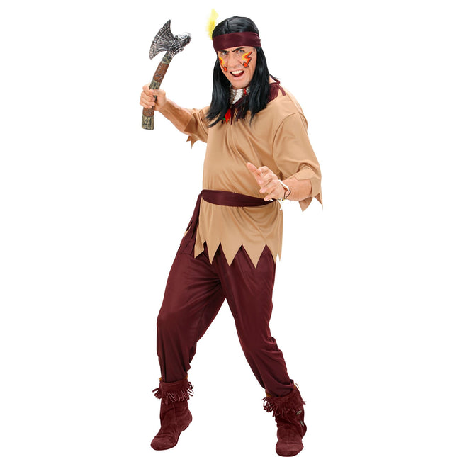 Indian dräkt brun män 4 delar