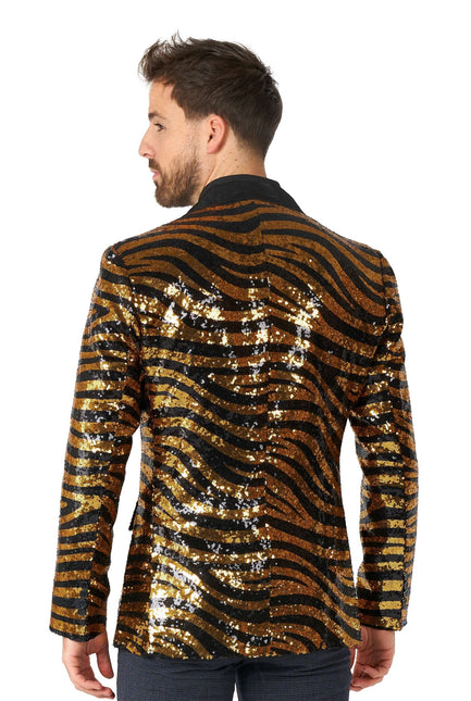 Guld Svart Tiger Paillet Blazer Herr <tc>OppoSuits</tc>