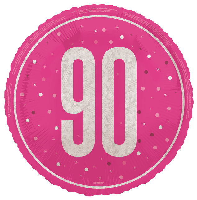 90 år Heliumballong Rosa Tom 45cm