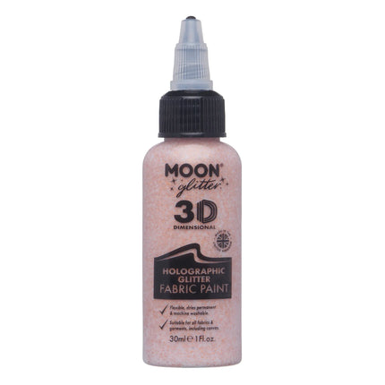 Moon Glitter Holografisk glitterfärg för tyger Rose Gold 30ml