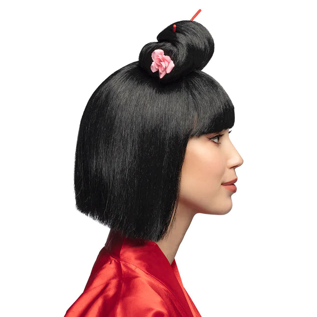 Svart peruk med pinnar