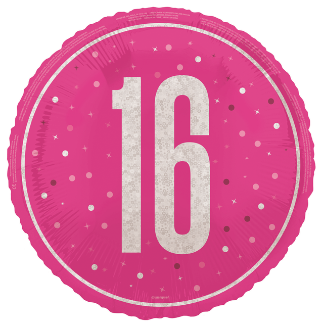 16 år Heliumballong Rosa Tom 45cm