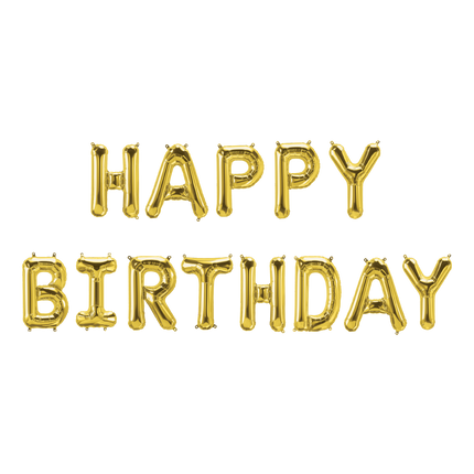Guld Happy Birthday Ballonger Set 1,9 m