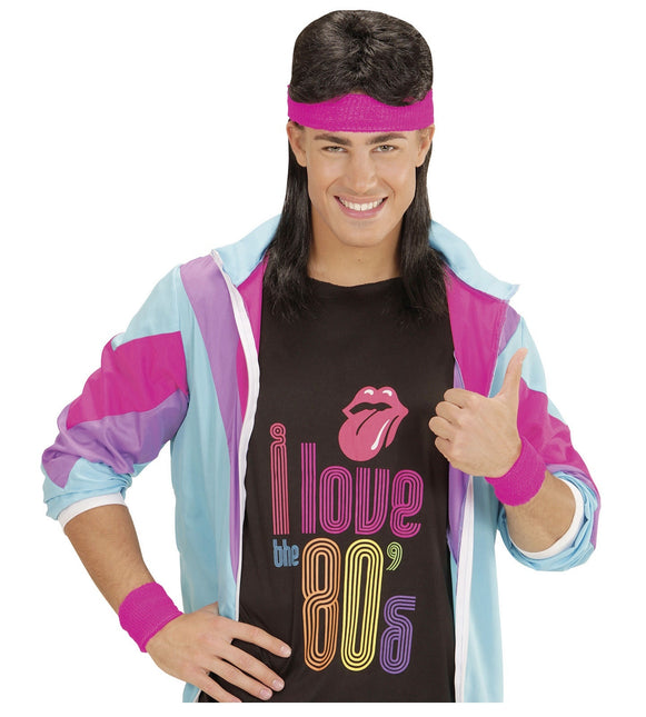 Neonrosa svettband 2 delar