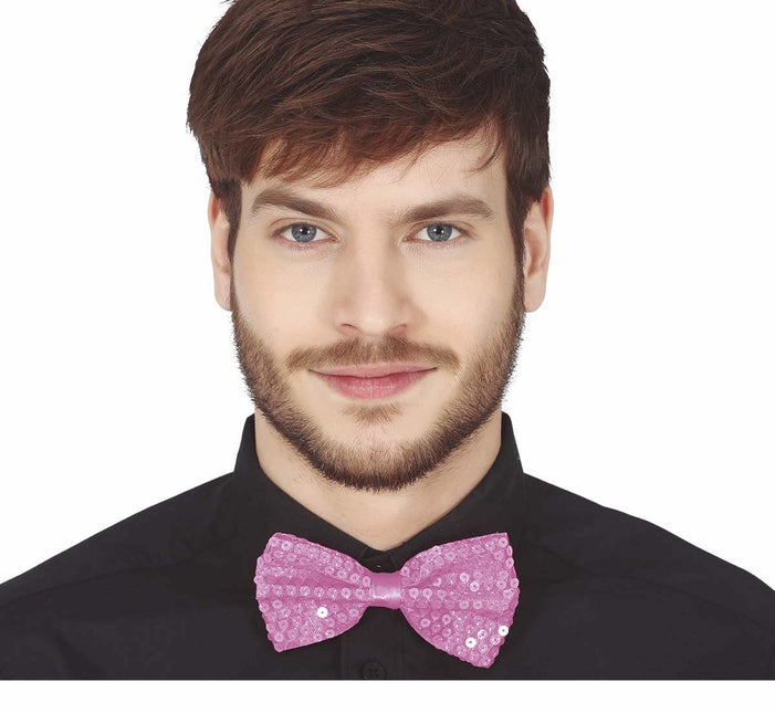 Rosa rosett paljetter 12cm