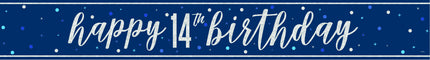 Happy Birthday-banner Blå 14 år 2,74 m
