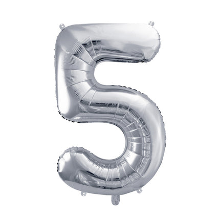 5 års figurballong silver tom 72 cm
