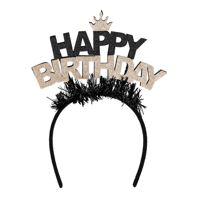 Pannband Happy Birthday Guld/Svart