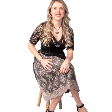 Svart Dirndlklänning Oktoberfest Damer Sammet