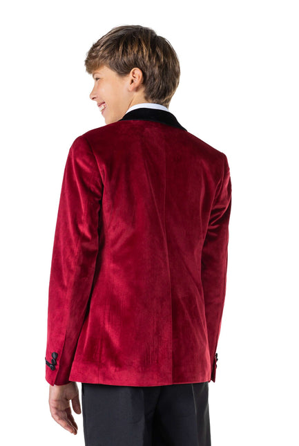 Bordeaux Röd Sammet Blazer Pojke Tonåring <tc>OppoSuits</tc>