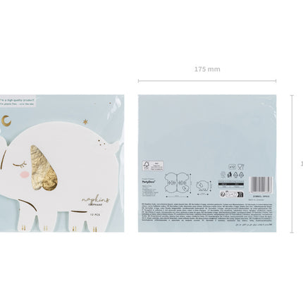 Elefant Servetter 16cm 12st