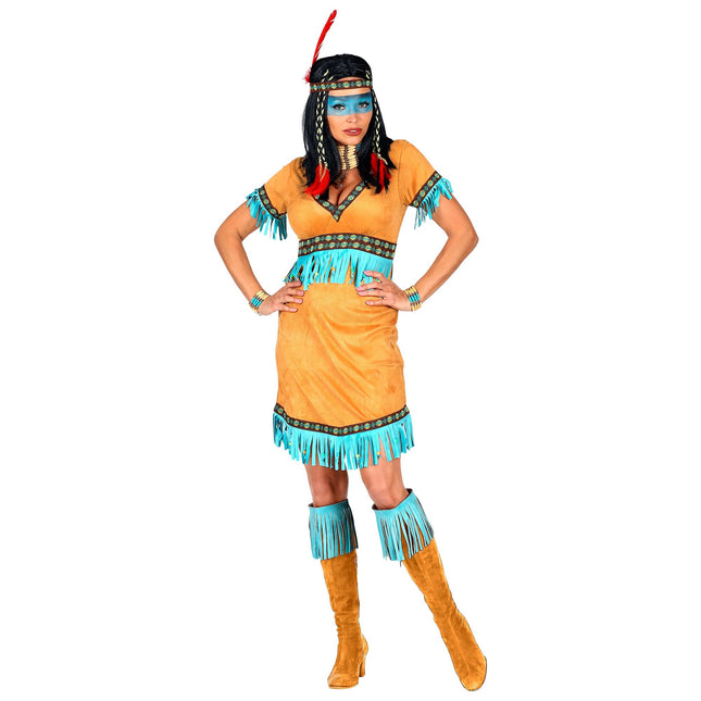 Indisk klänning Brun Blå Dam 2 delar