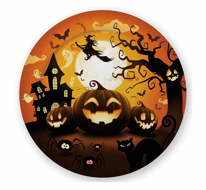 Halloween-tallrikar Pumpa 23cm 6st