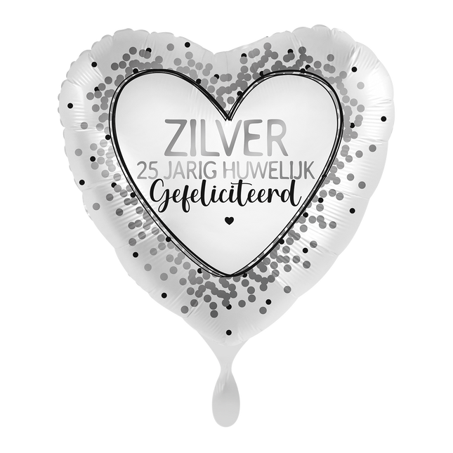 25 år gift Heliumballong Silver Tom 43cm