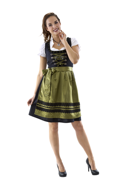 Svart Grön Dirndl Klänning Oktoberfest Damer
