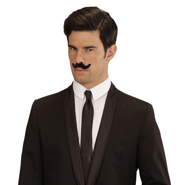 Svart falsk mustasch 12st