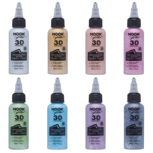 Moon Glitter Holografisk glitterfärg för tyger Blå 30ml