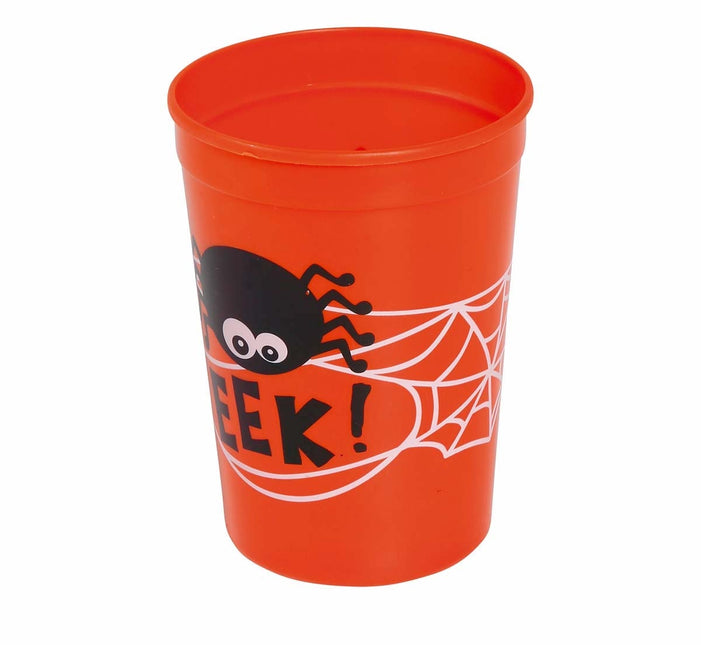 Orange Halloween-mugg Spindel 11cm