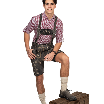 Läderhose Brun Grå Kort Antik för män