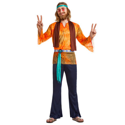 Hippie 60S Dräkt Orange Män