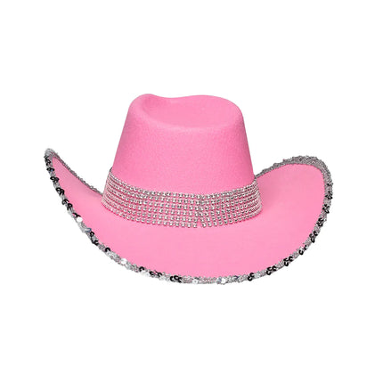 Rosa cowboyhatt Glitter