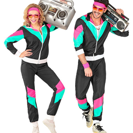 Neon 80S Träningsoverall Faulty Svart