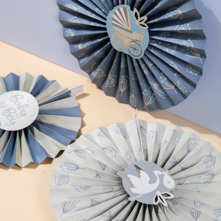 Födelsepappersfläktar Babyboy 3st