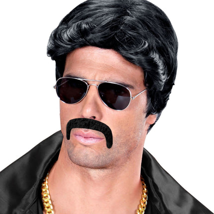 Svart Fake Moustache Macho