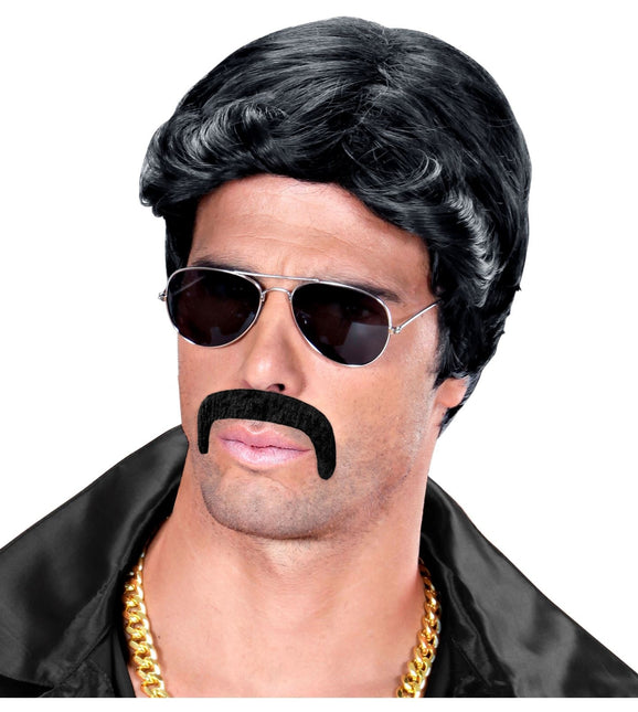Svart Fake Moustache Macho