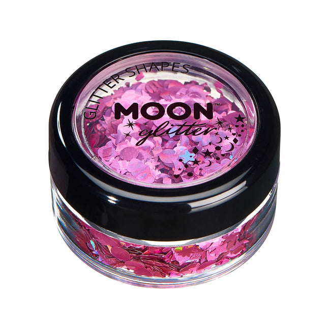Moon Glitter Holografisk Glitter Shapes Pink 3g