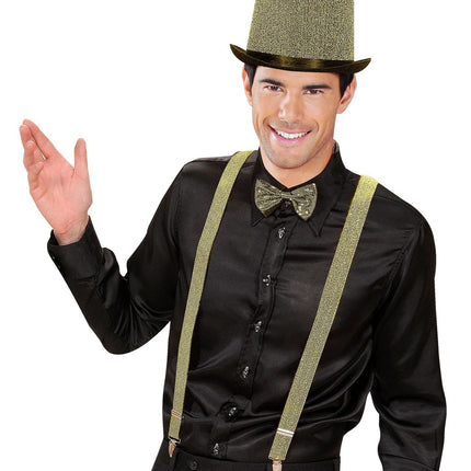 Svarta guld hängslen Glitter