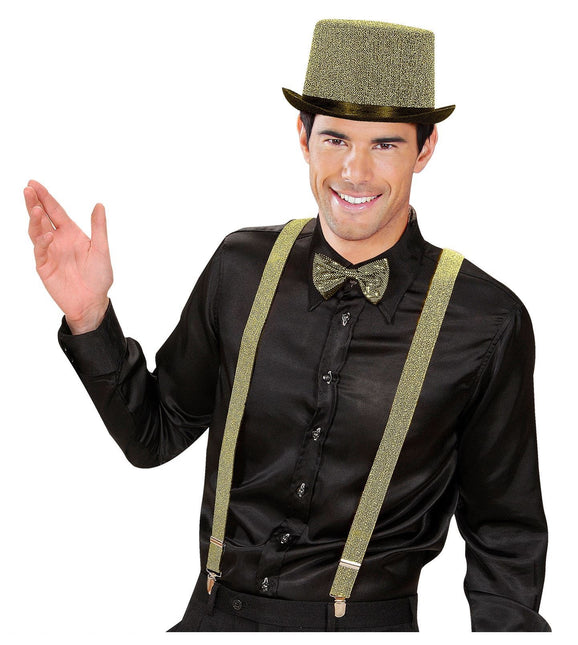 Svarta guld hängslen Glitter