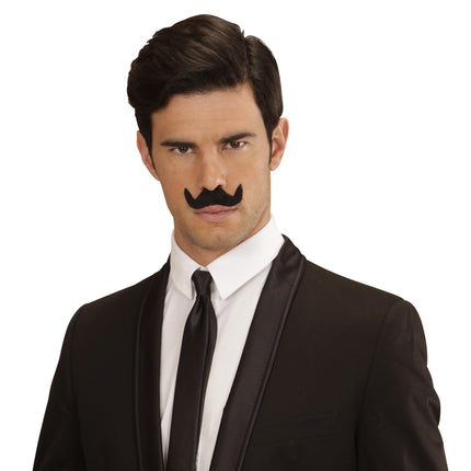 Svart falsk mustasch 7 delar