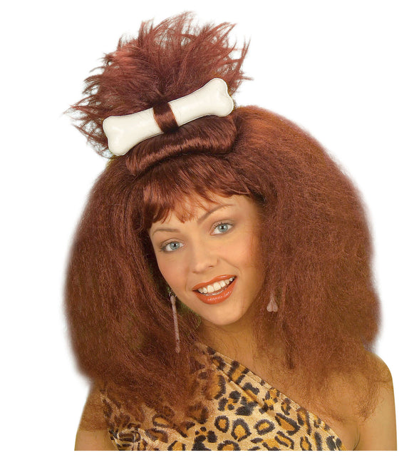 Caveman med brun peruk