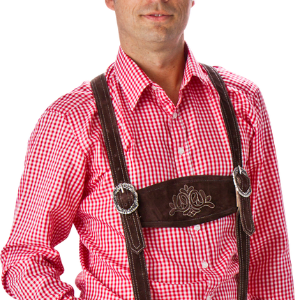 Röd Vit Blus Herr Långärmad Rutig