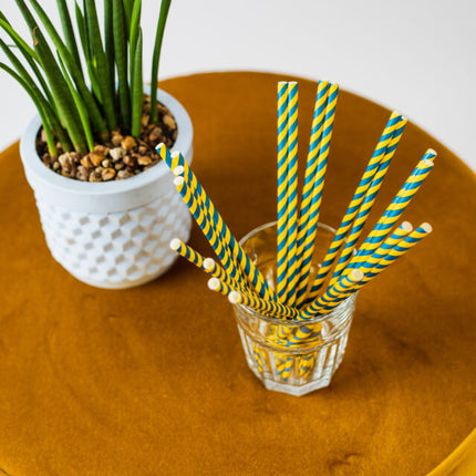 Blå Gula Sugrör Kartong 20st