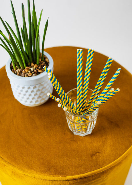 Blå Gula Sugrör Kartong 20st