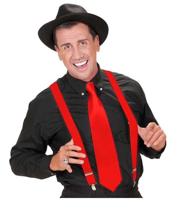 Hängslen, röd silver