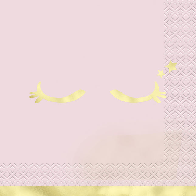 Unicorn Servetter Guld Rosa 16st