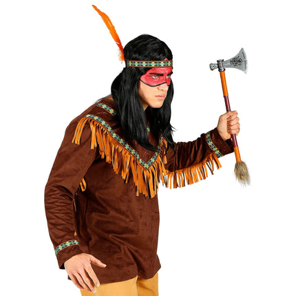 Indisk Skjorta Män Med Fjäder Hårband