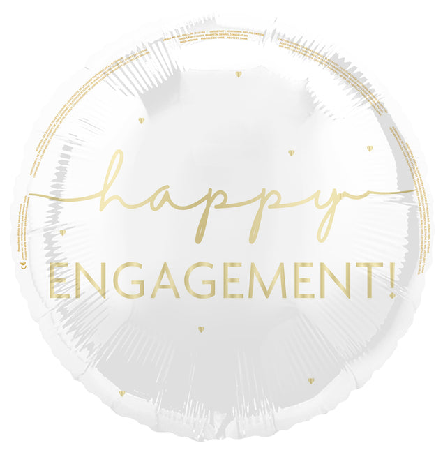 Happy Engagement Heliumballong Vitguld 45cm