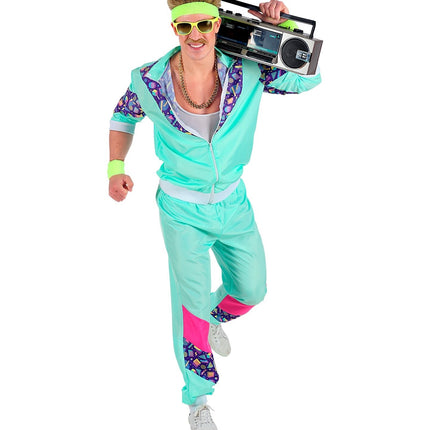 Neon 80S Träningsoverall Faulty Ljusblå