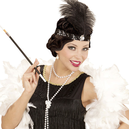 Svart pannband med fjäder