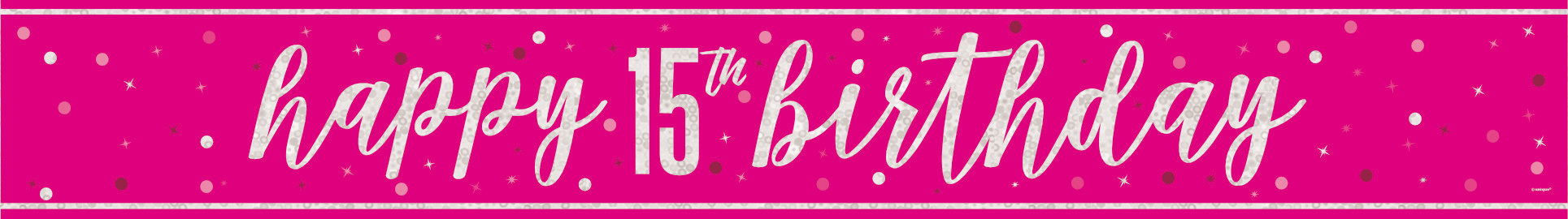 Happy Birthday-banner rosa 15 år 2,74 m
