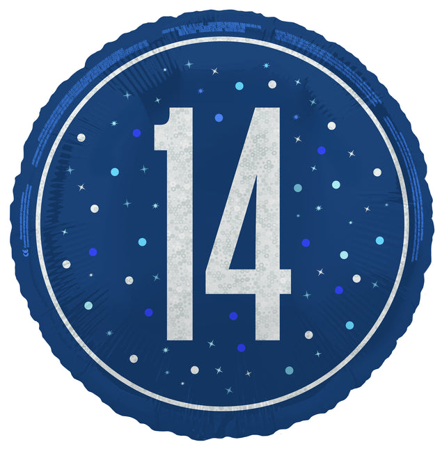 14 år Heliumballong blå tom 45 cm