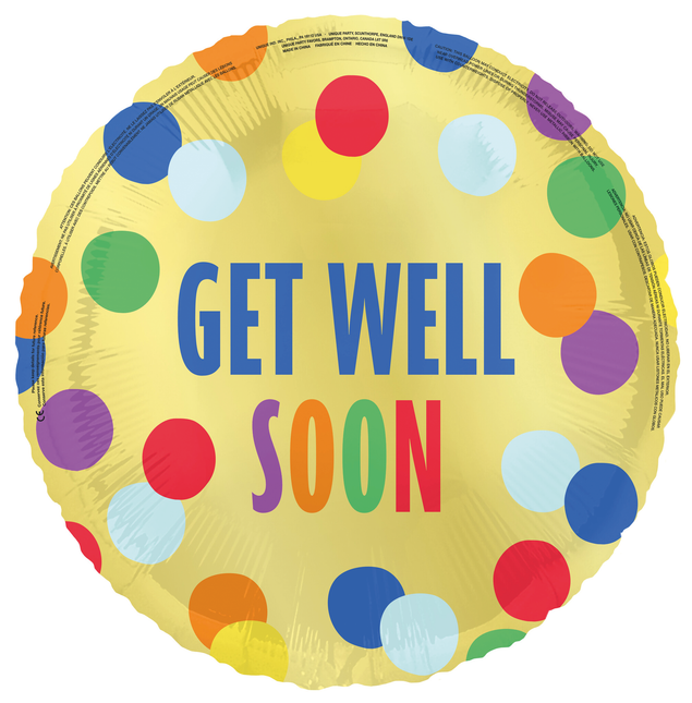 Get Well Soon Helium Ballong Färgad 45cm
