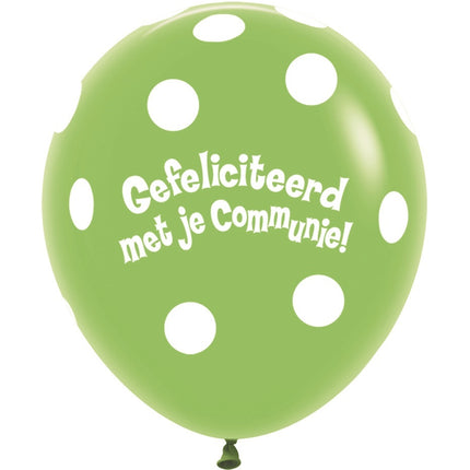 Ballonger Kommunion Polka Dots Lime Green 45cm 25st