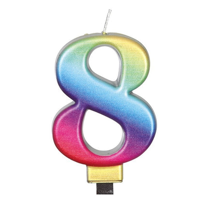 Regnbågsljus 8 år metallisk 8cm